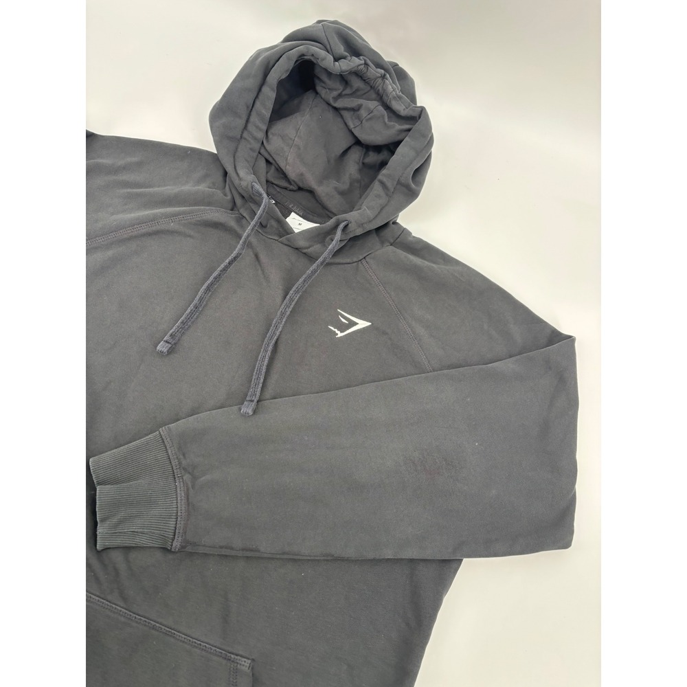Gymshark Mens Black Pullover Hoodie Cotton Blend Fleece Sweatshirt Size M A2A4G